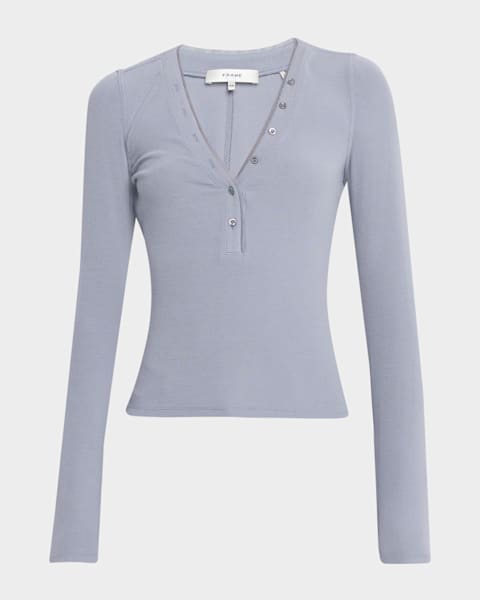 Sequined Signature Mesh Long-Sleeve Top