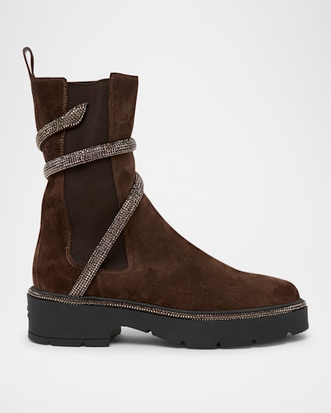 Loewe Sierra Suede Lace-Up Combat Boots | Neiman Marcus
