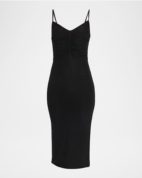 Gathered-Waist Short-Sleeve Midi Dress