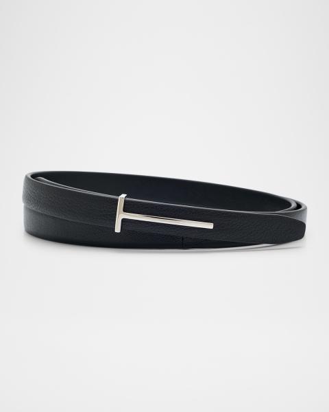 TOM FORD Reversible T-Logo Patent Leather Belt | Neiman Marcus display picture 2