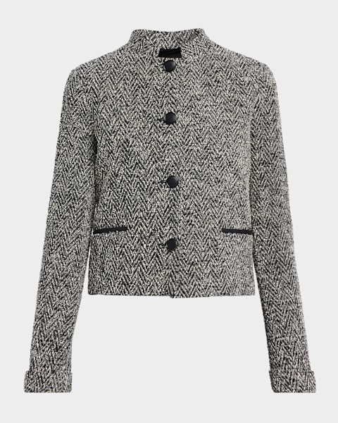 Emporio Armani Knit Jacket w/ Asymmetrical Overlap | Neiman Marcus