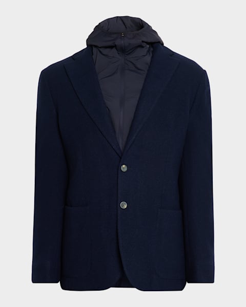 Emporio Armani Men's Nylon Stretch Blazer with Removable Hood