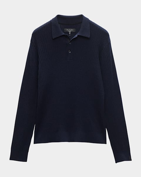 Valentino Garavani Men's Cashmere-Silk Polo Shirt | Neiman