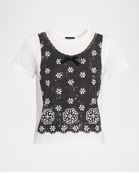 Ganni Crewneck Poodle Logo Baby Tee | Neiman Marcus