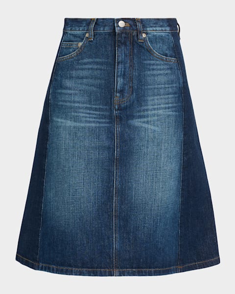 Marc Jacobs Charm Embellished Denim A-Line Skirt | Neiman Marcus