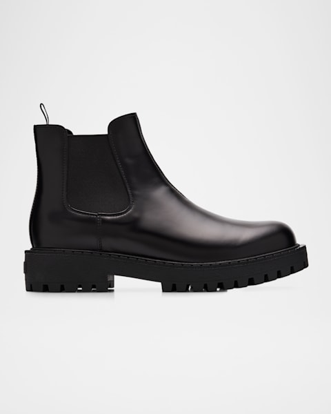 Prada Men's Monolith Brushed Leather Chelsea Boots | Neiman Marcus