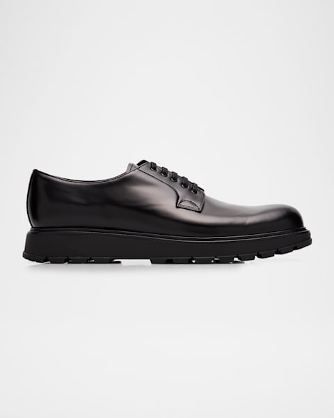 Prada Men's New Opposite Wingtip Creeper Derby Shoes | Neiman Marcus