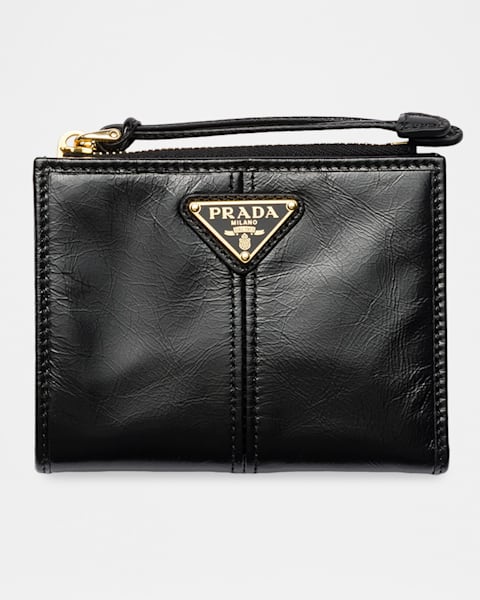 Small Saffiano and Smooth Leather Bifold Wallet | Neiman Marcus