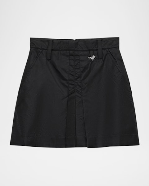 Prada Pleated Stretch Drill Mini Skirt | Neiman Marcus