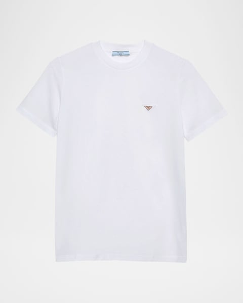 Prada Striped Lisle Cotton T-Shirt | Neiman Marcus
