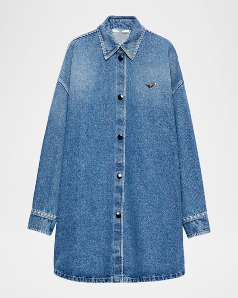 Prada Oversized Organic Denim Shirt | Neiman Marcus