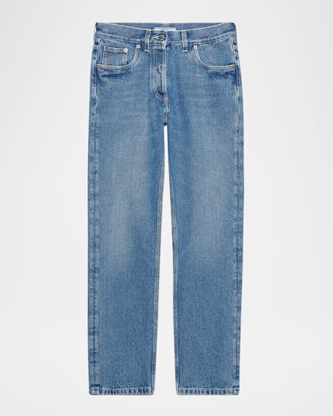 Prada High-Rise Wide-Leg Denim Jeans | Neiman Marcus