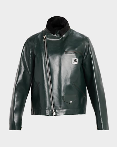 Men's Leather Oversized Bomber Jacket