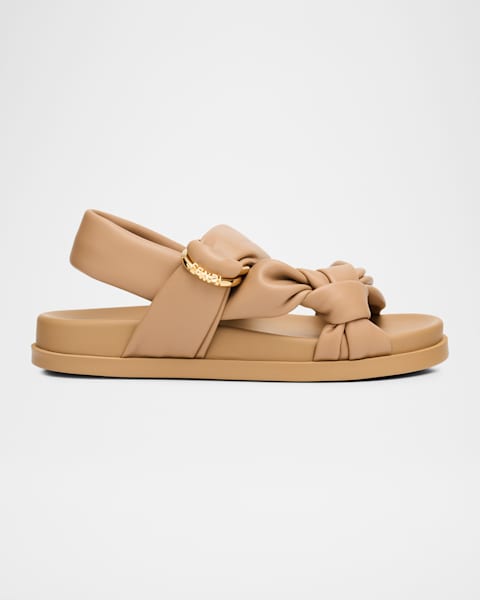 サンダル・ミュール Fendi Calfskin Sandals With Buckle Closure Fendi F Buckle Leather Slide Sandals | Neiman Marcus
