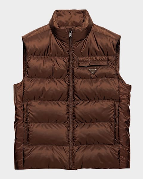 Prada Men's Cotton Down Snap-Front Vest | Neiman Marcus