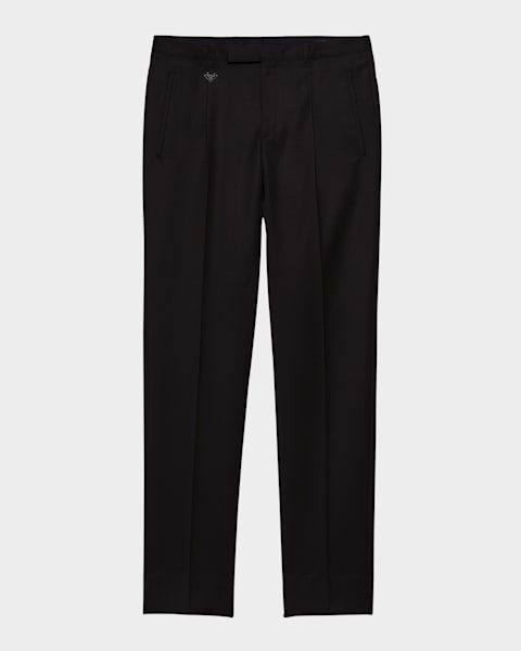 Prada Men's Pintuck Slim-Leg Wool Pants | Neiman Marcus