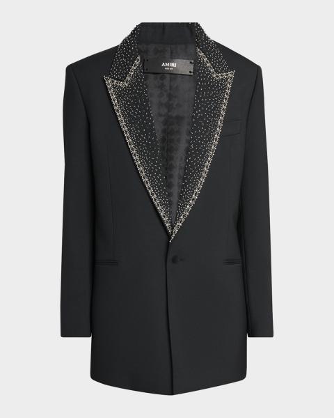 Balmain Men's Velvet Satin-Trim Double-Breasted Blazer | Neiman Marcus