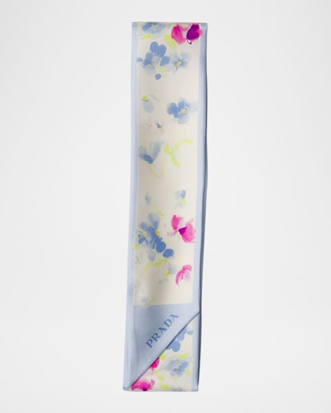 Prada Floral Silk Twill Scarf | Neiman Marcus