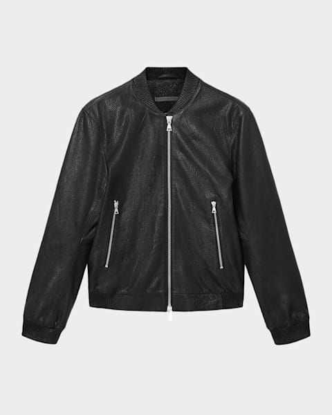 メンズ オンワード樫山 john varvatos レザージャケット 黒 ブルゾン 50