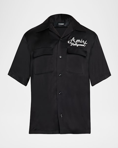 Amiri シャツ Amiri Men's Club Amiri Crochet Short-Sleeve Shirt | Neiman Marcus