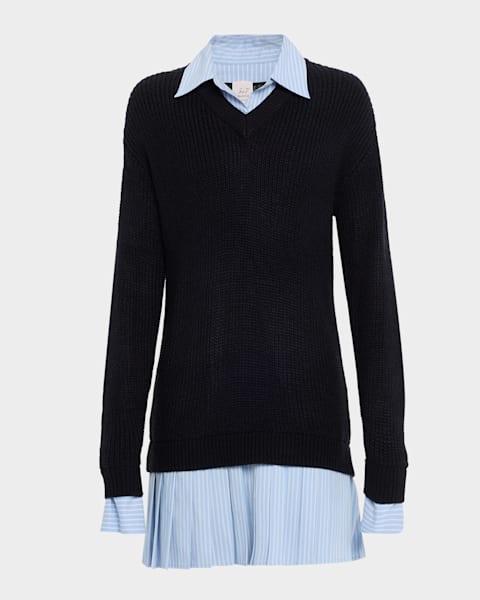 Metallic Jacquard Belted Shirtdress