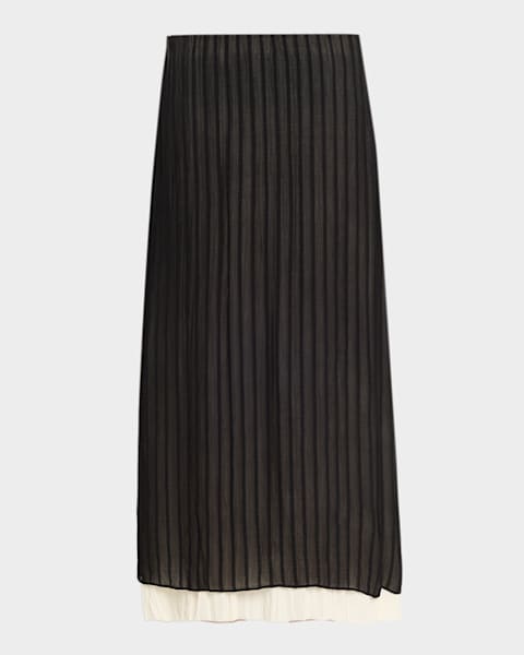 Givenchy Pleated Wool Midi Skirt | Neiman Marcus