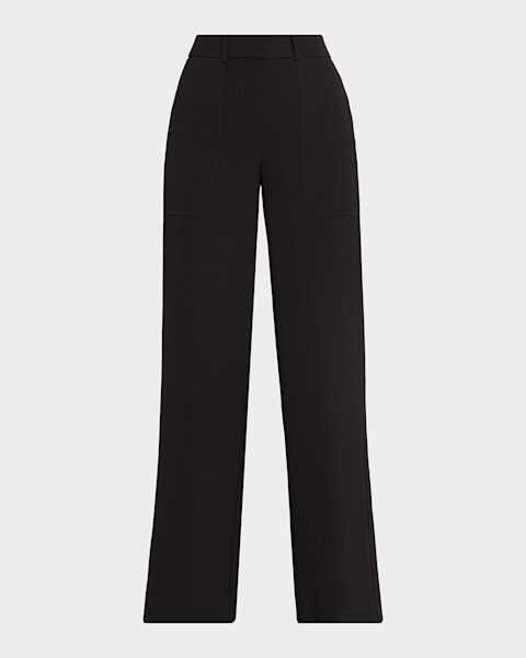Veronica Beard Hibiscus Pintuck Boot-Cut Pants | Neiman Marcus