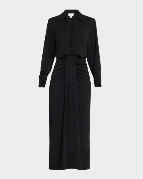 Cinq à Sept Vegan Leather Zelda Midi Dress | Neiman Marcus