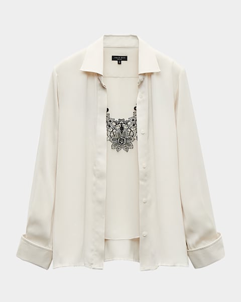 Theory Long-Sleeve Silk Tie-Neck Blouse | Neiman Marcus