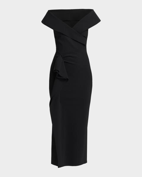 Black Halo Black Halo EVE Maris Neoprene Midi Cocktail Midi Dress