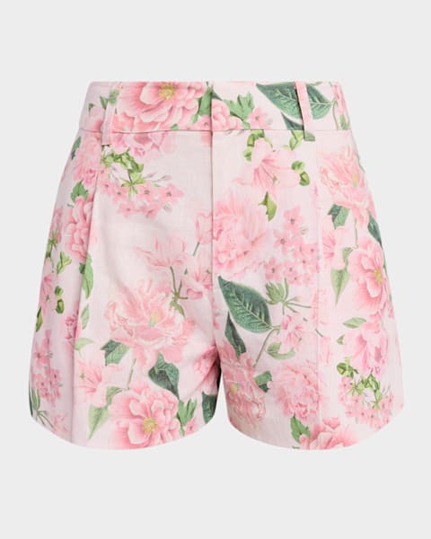 ALICE + OLIVIA Cady High-Rise Embroidered Shorts | Neiman Marcus