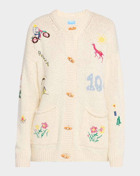 Speckled Fringe-Trim Cashmere Cardigan