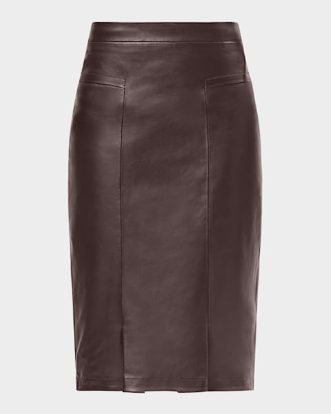 Cinq a Sept Veena Vegan Leather Midi Skirt | Neiman Marcus