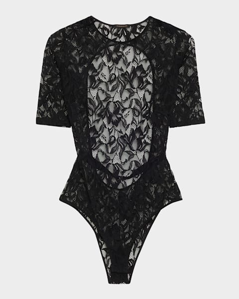 Kiki De Montparnasse Leche Moi Embroidered Tulle Bodysuit | Neiman