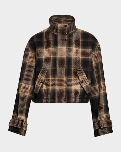 Veronica Beard Bateman Cropped Leather Jacket | Neiman Marcus