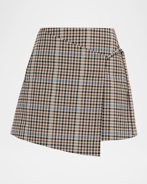 Dries Van Noten Harens Asymmetric Check Midi Skirt | Neiman Marcus