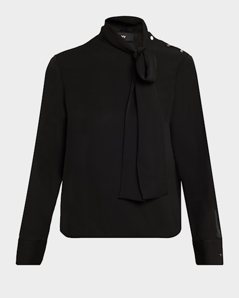 Theory Cap-Sleeve Modern Silk Georgette Blouse | Neiman Marcus