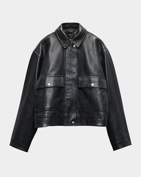 Givenchy Double Shawl-Collar Leather Crop Bomber Jacket