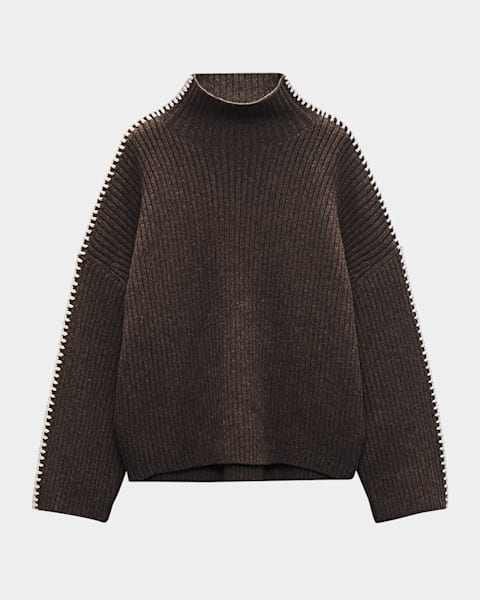 Prada V-Neck Short Sleeve Boxy Wool Sweater | Neiman Marcus