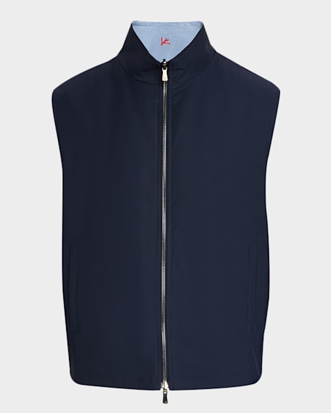 Loro Piana Men's Landon Full-Zip Cotton Satin Vest | Neiman Marcus