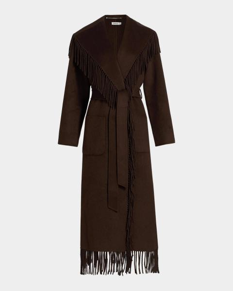 Johnny Was Chelli Fringed Floral-Embroidered Coat | Neiman Marcus