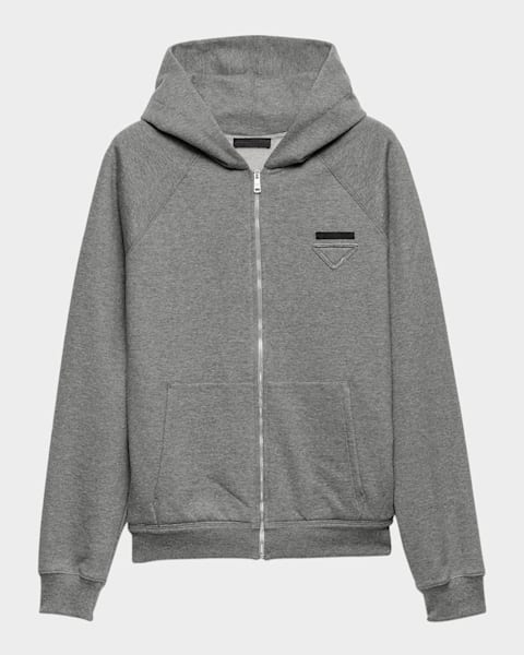 Prada Men's Cotton Fleece Zip Hoodie | Neiman Marcus