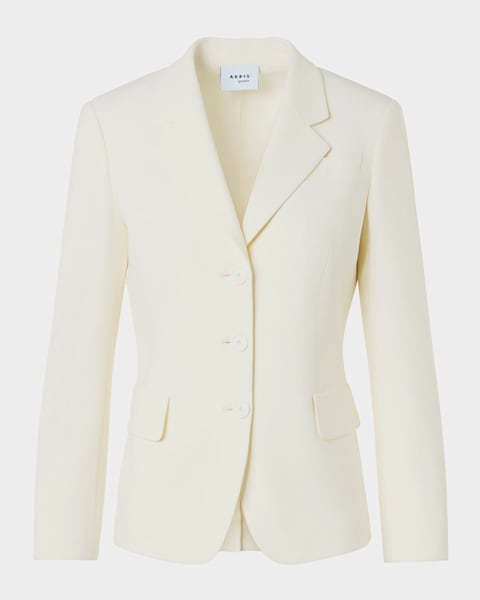 Stella McCartney Double-Breasted Wool Canvas Tuxedo Blazer