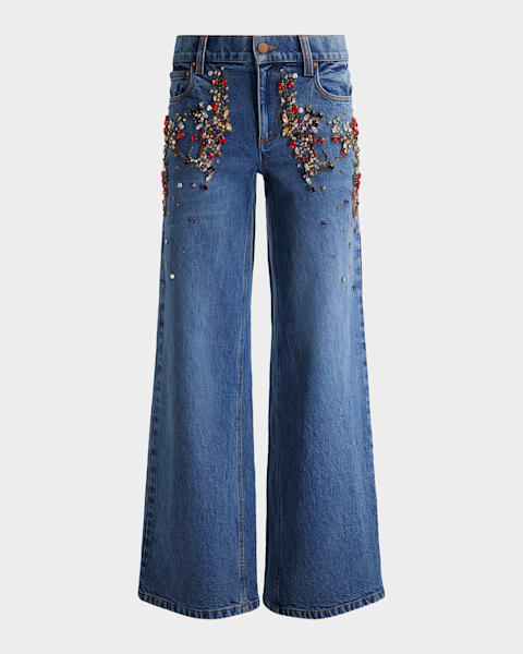 Alice + Olivia Weezy High-Rise Wide-Leg Jeans | Neiman Marcus