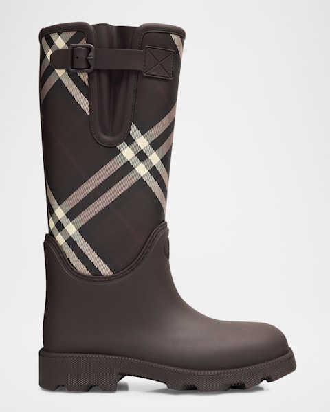 Burberry Marsha Stamp High Synthetic Rubber Rain Boots | Neiman Marcus