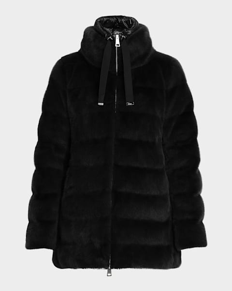 Moncler Avoce Hooded Puffer Jacket with Elastic Belt | Neiman Marcus