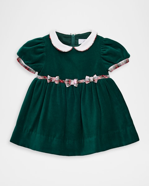 Girl's Velvet Float Dress with Bloomers, Size 6M-24M
