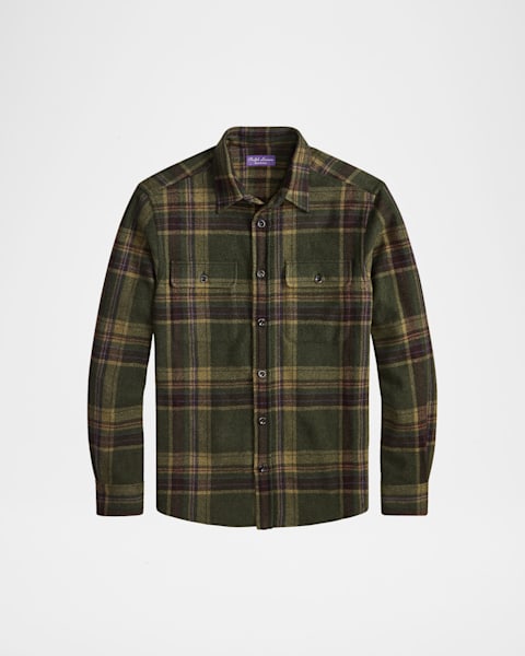 Ralph Lauren Purple Label Men's Cashmere Glen Plaid Overshirt