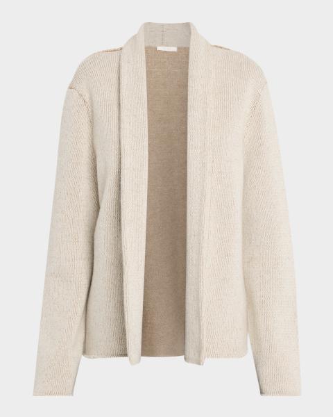 Cardigan Brunello Cucinelli En Lin Et Soie Paillettes Beige - Taille XS, Neuf Avec étiquettes