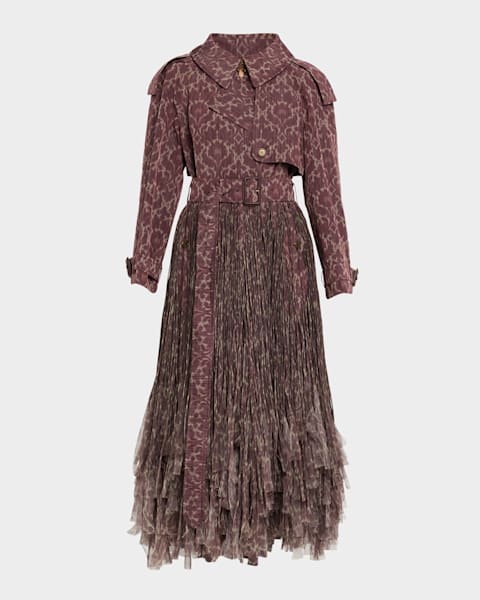 Burberry Ellingham Belted Flare Trench Coat | Neiman Marcus